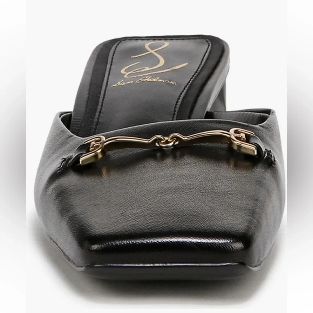 SAM ELDERMAN NWT Ollie Square-toe Faux Leather slip-on Bit Mule, kitten-heel - Picture 4 of 6